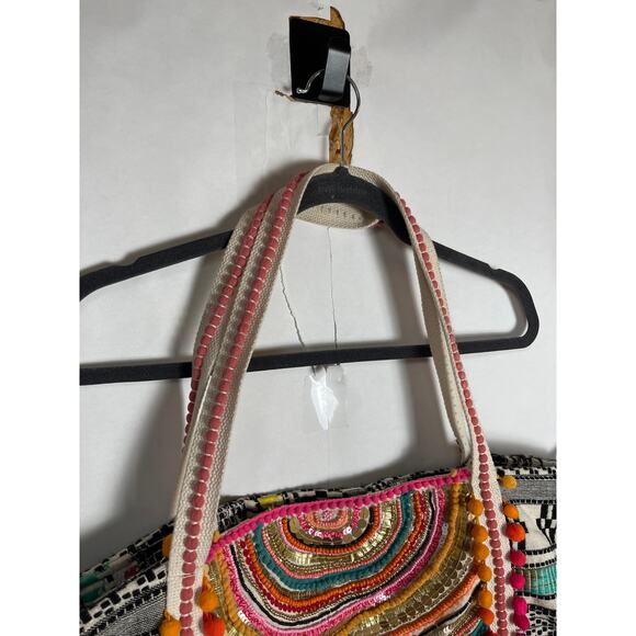 America & Beyond Sequined Colorful Oversized Beach Tote Boho Large - Picture 3 of 13